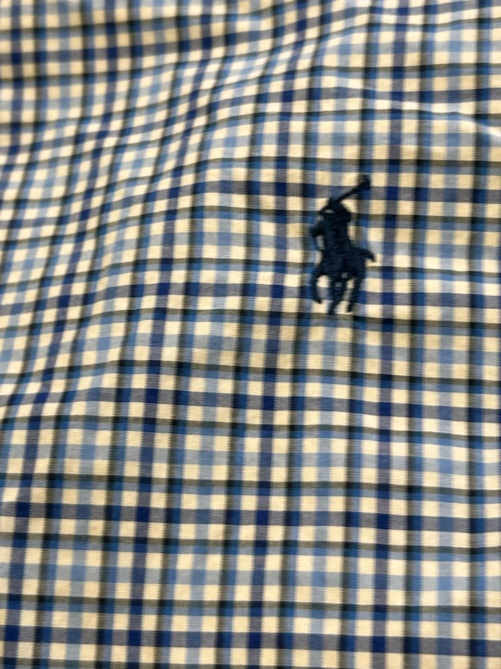 Polo Ralph Lauren Men’s XLT Blue Navy White Plaid‎ Checker Button Down L/S Shirt